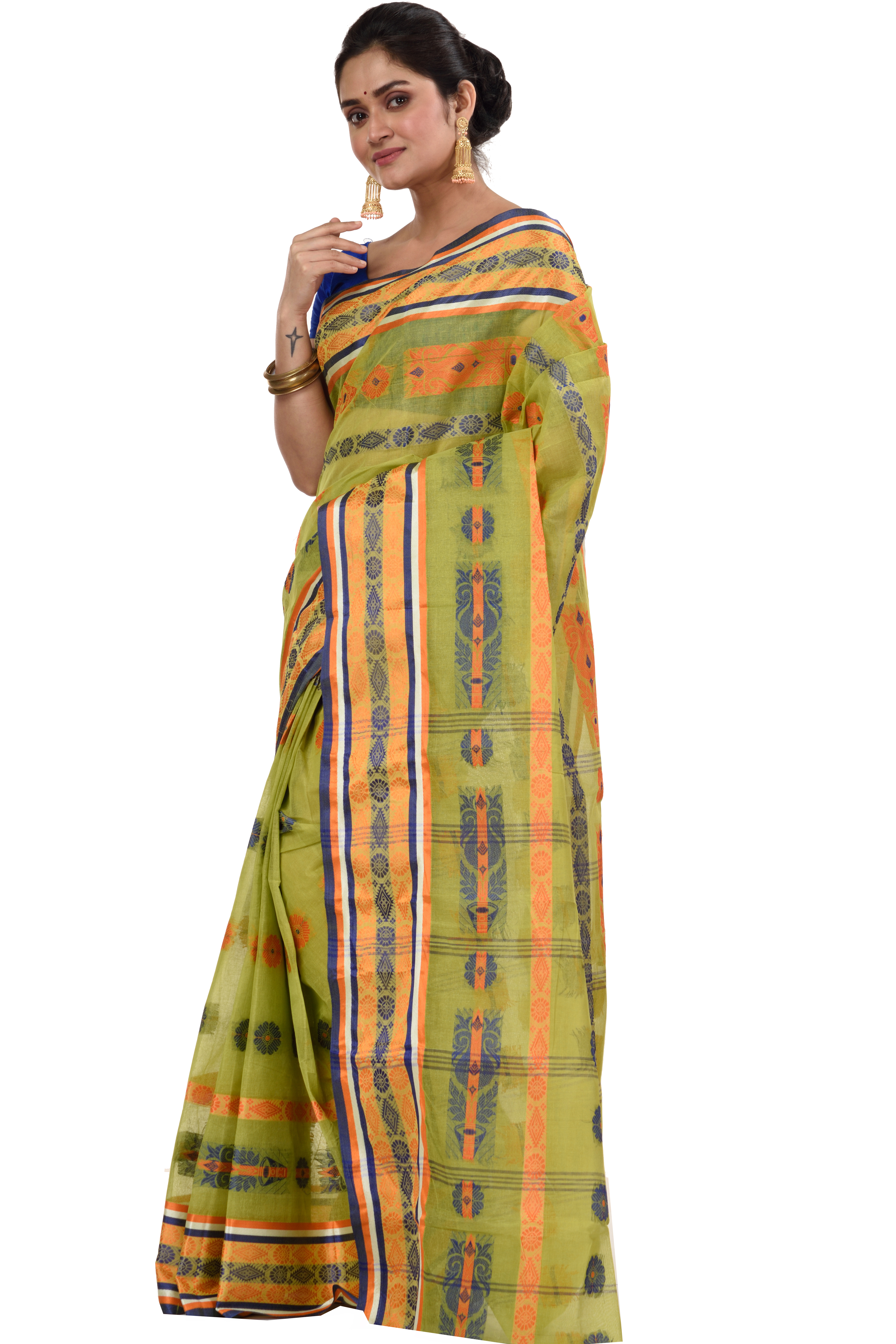 Green Pure Cotton Kadambori_Ankit Tant Saree (762)